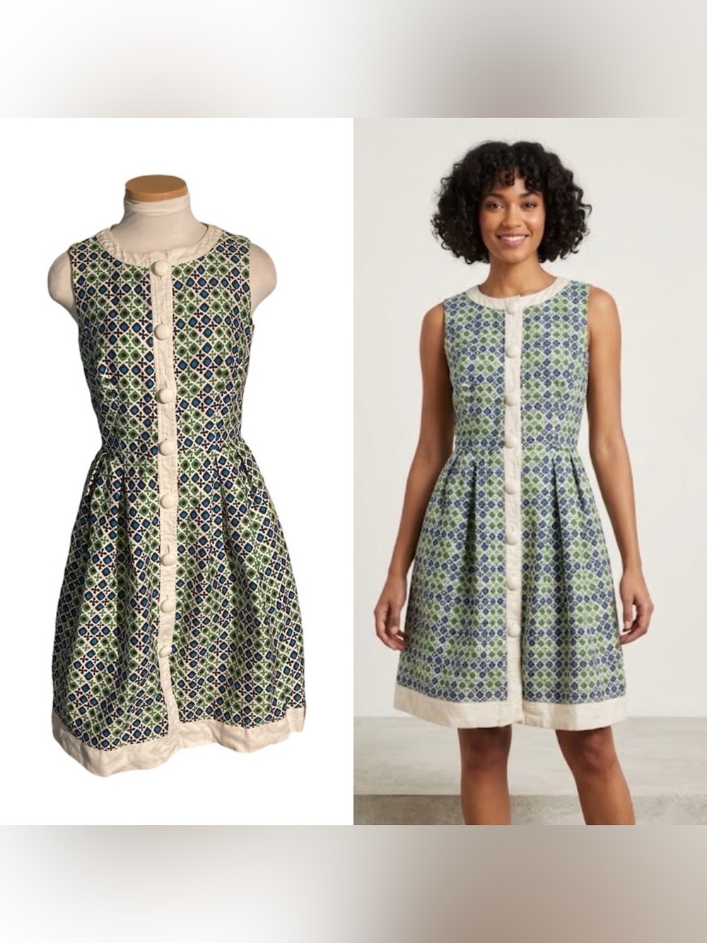 Donna Morgan Button Down Retro Patterned Dress Size 4